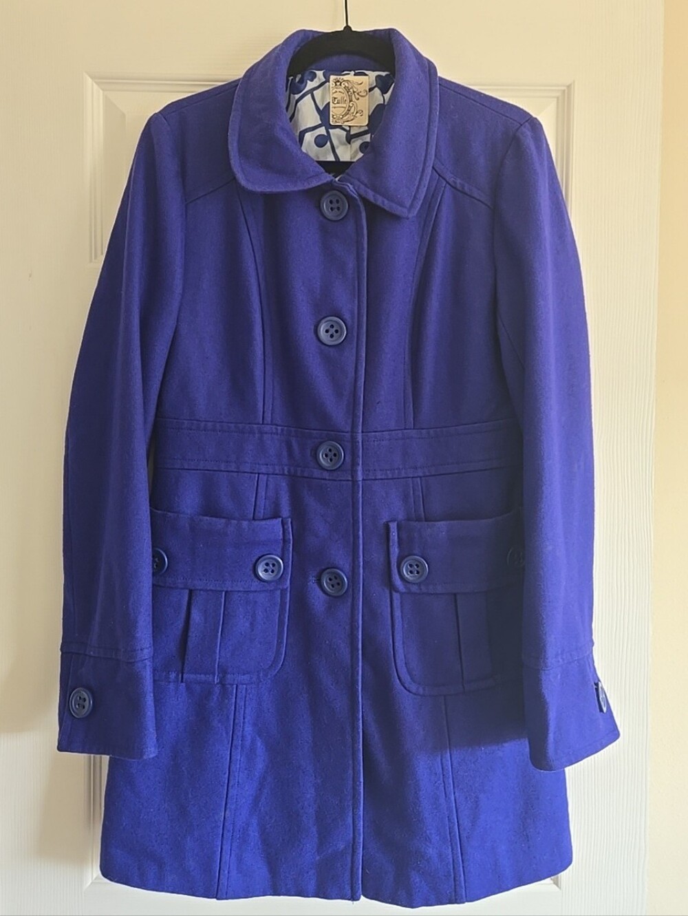 Tulle Cobalt Blue Wool Pea Coat